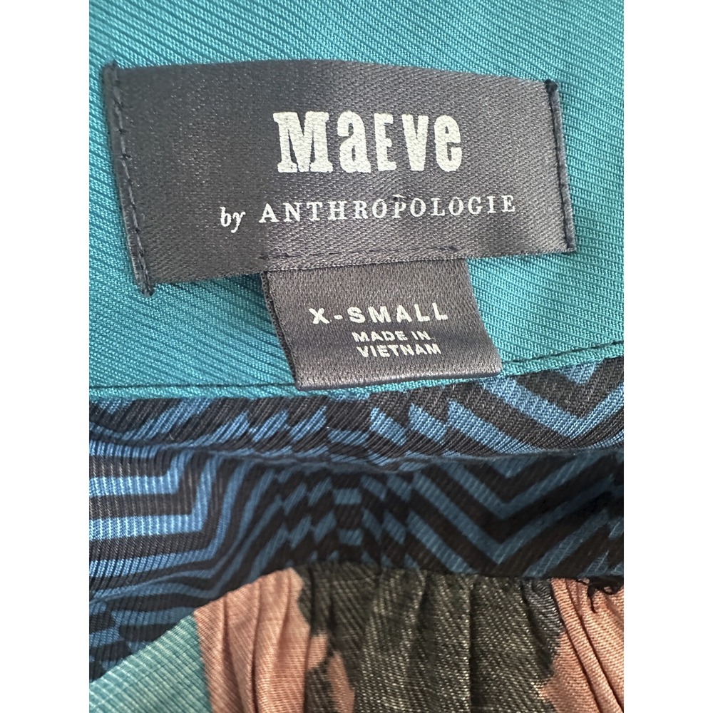Anthropologie x Maeve Gillian Abstract Shirtdress Blue Black Shirt Dress LS XS - Picture 11 of 15
